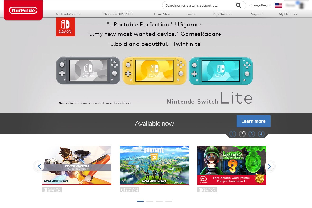 Sitio web de Nintendo