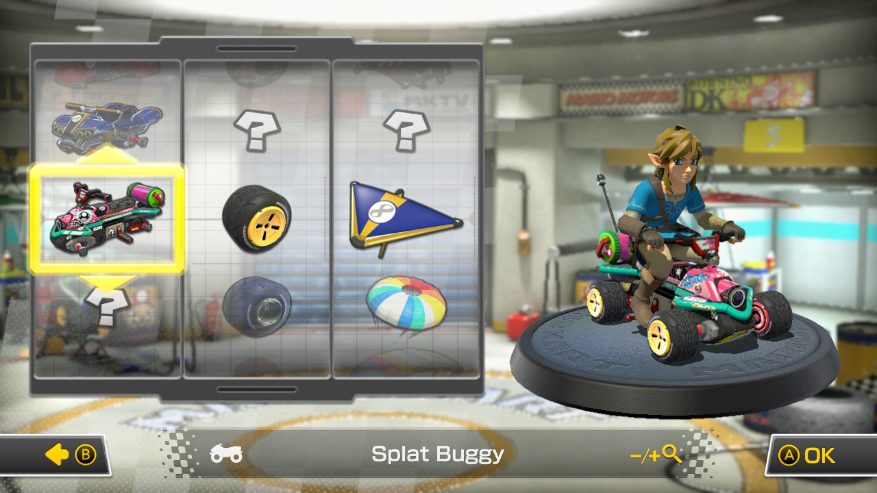 Mario Kart 8 Deluxe selection of tickets, wheels and sailboats