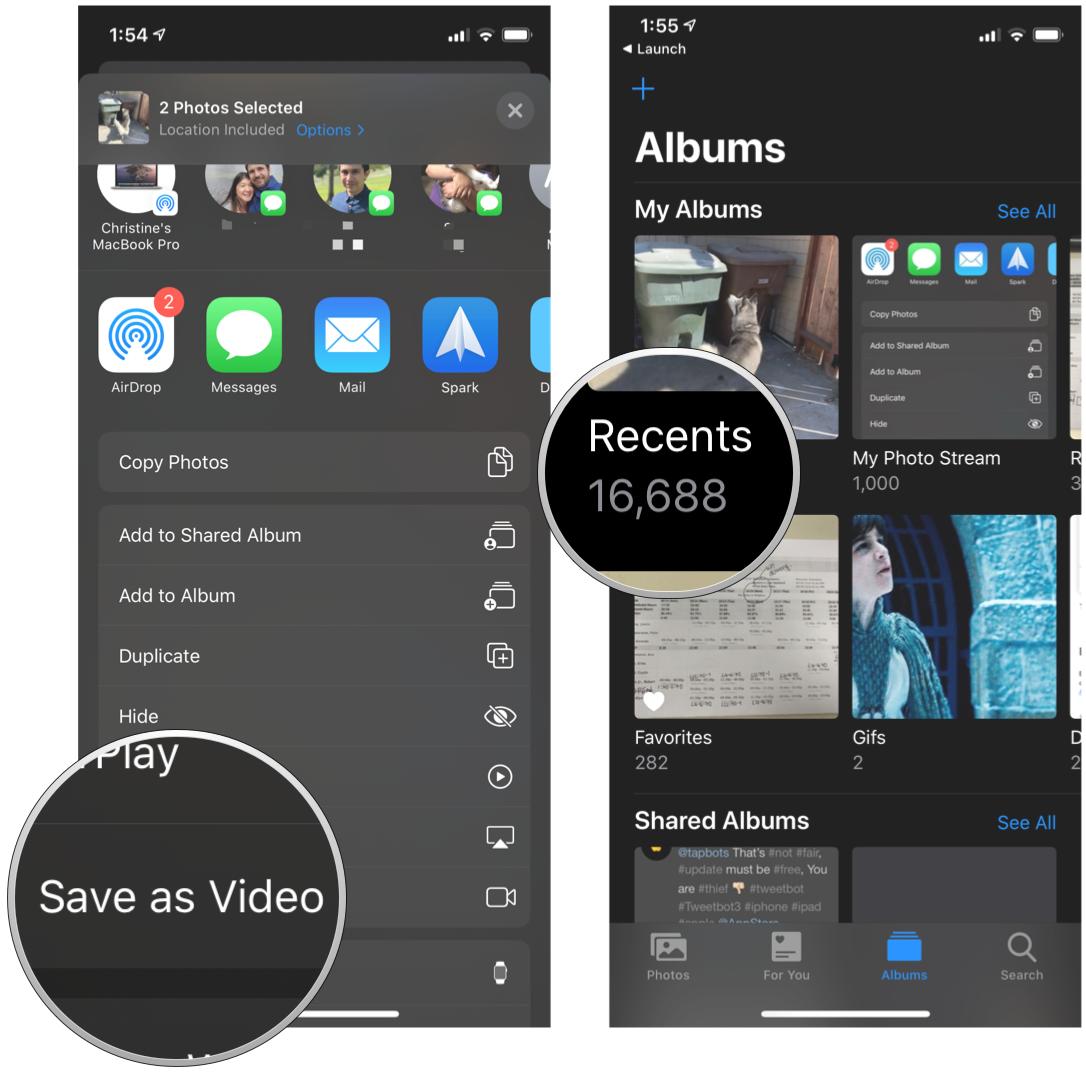 Tap Save as Video, then your video goes in the Recents album