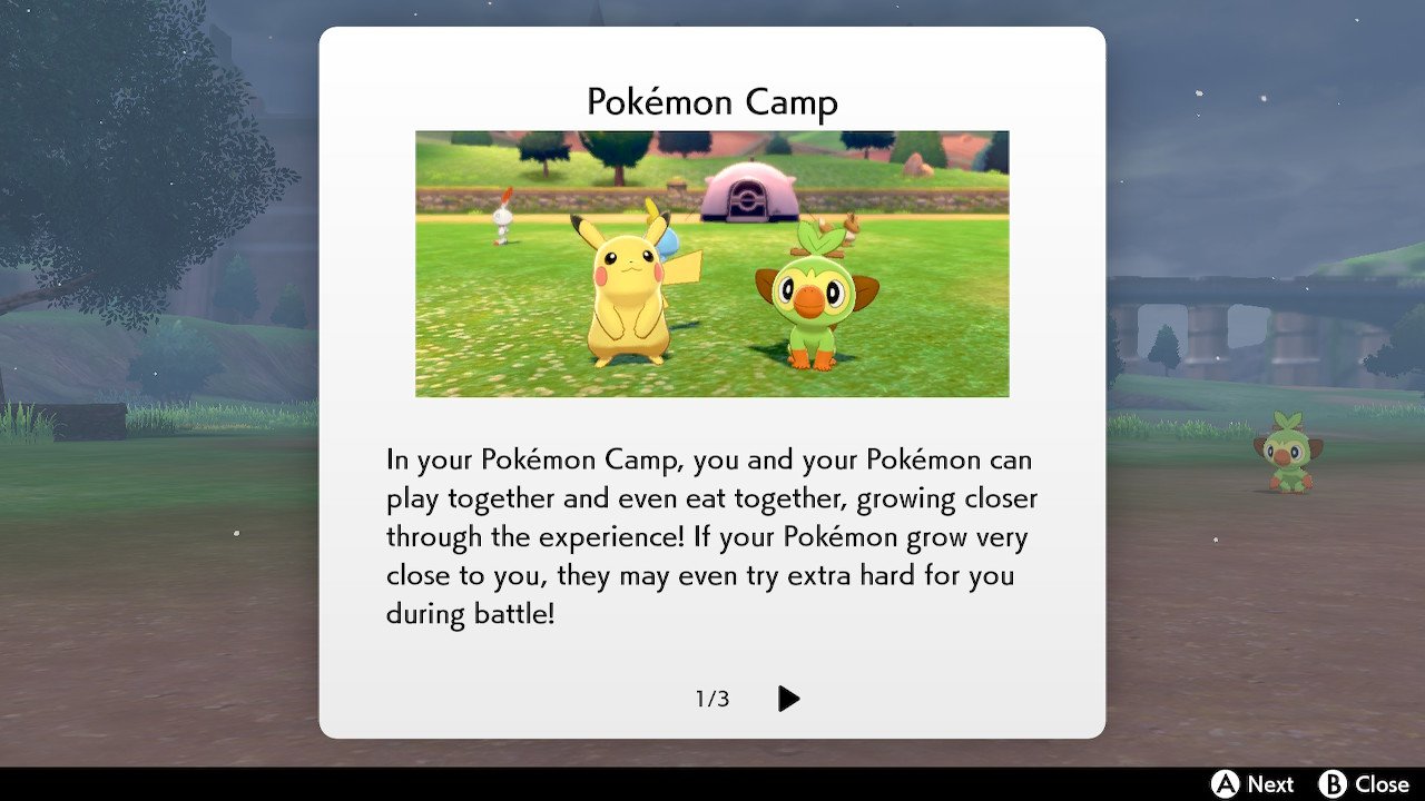 Pokémon Camp explanation screen