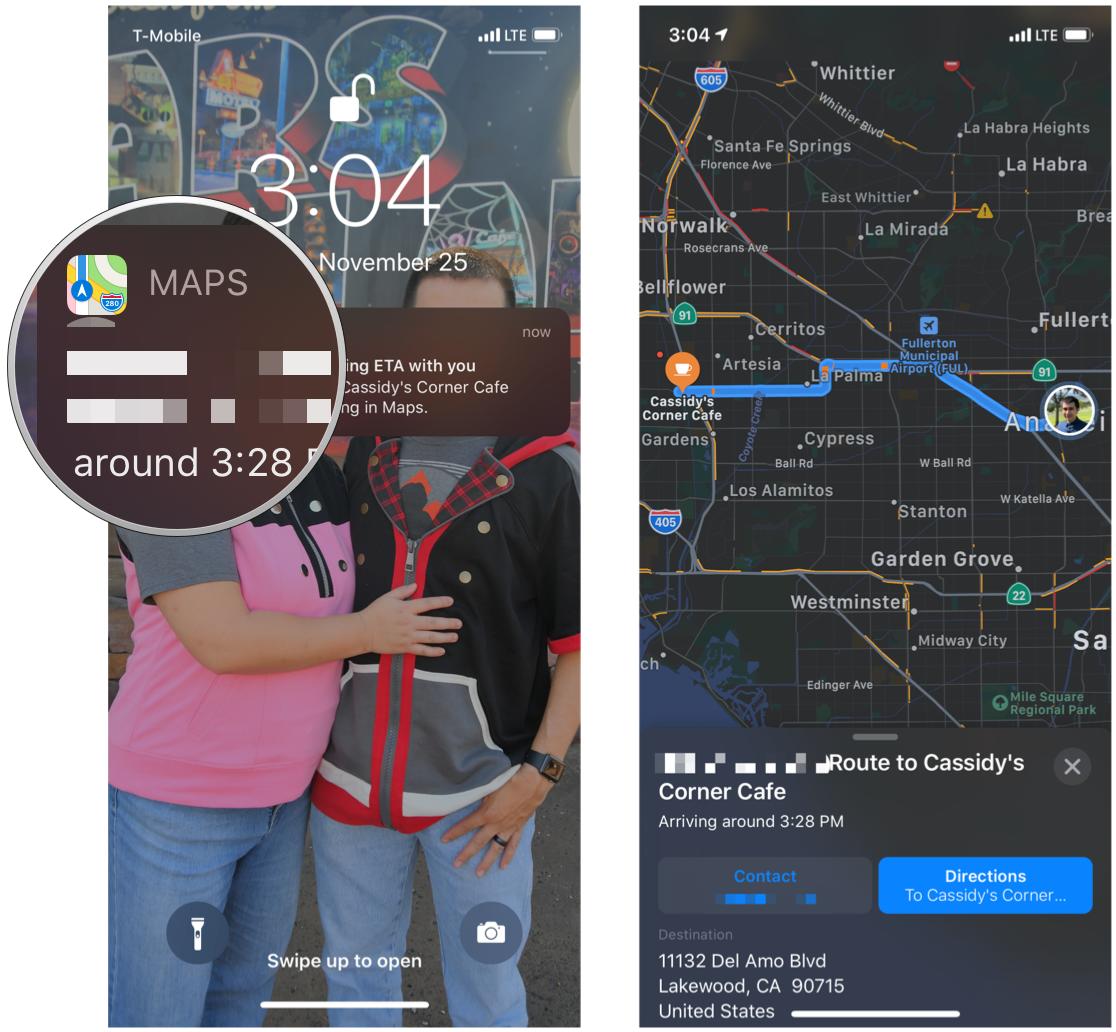 Tap the notification to launch Maps and follow along with someone's ETA