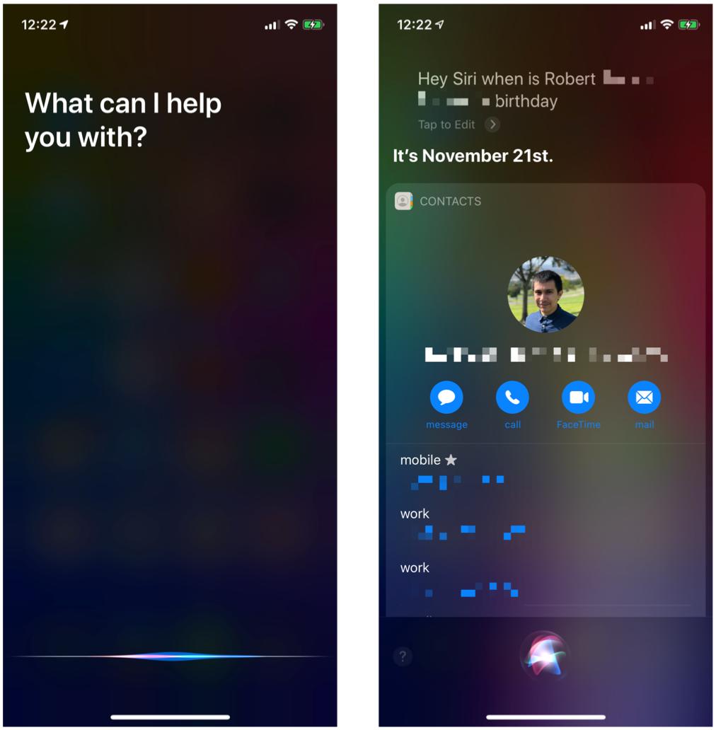 Ask Siri what contact info you want to know