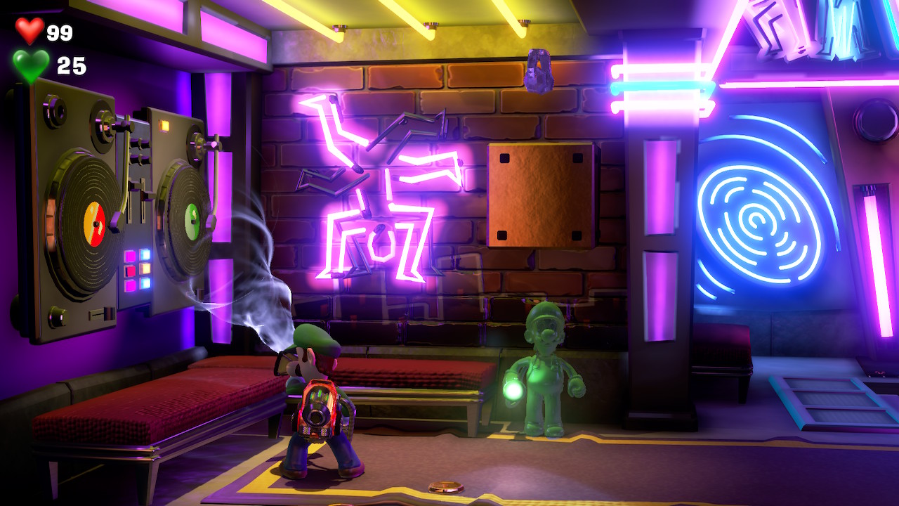Luigi finds the purple gem in the Dance Hall
