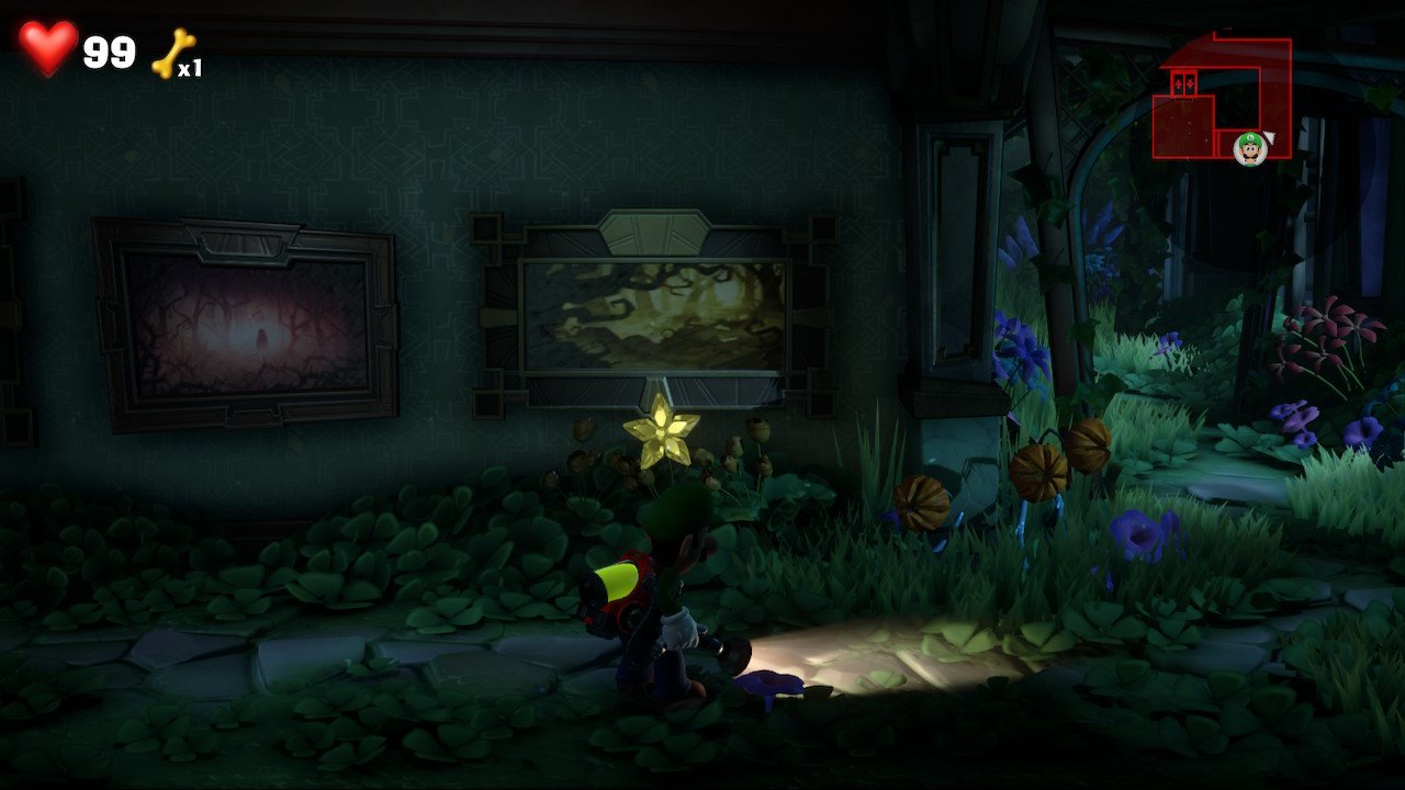 Luigi finds the yellow gem in the Garden Suites
