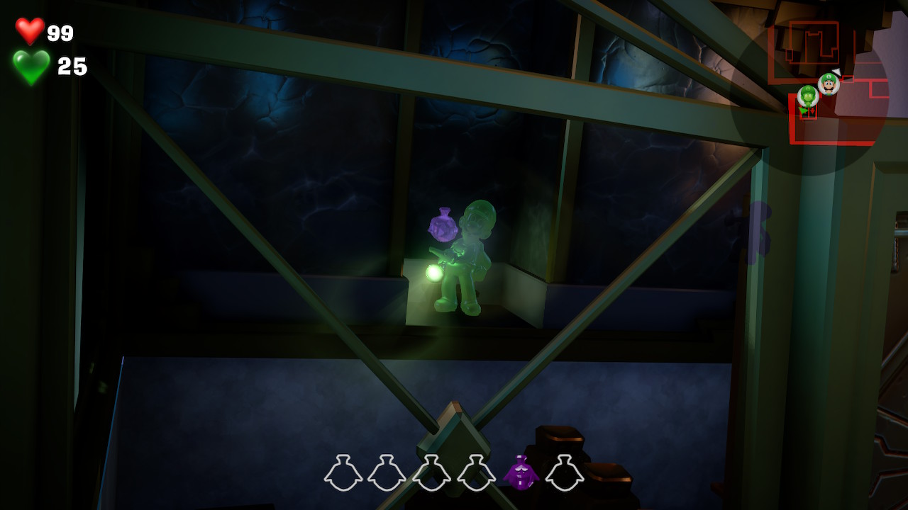 Luigi finds the purple gem in the Master Suite