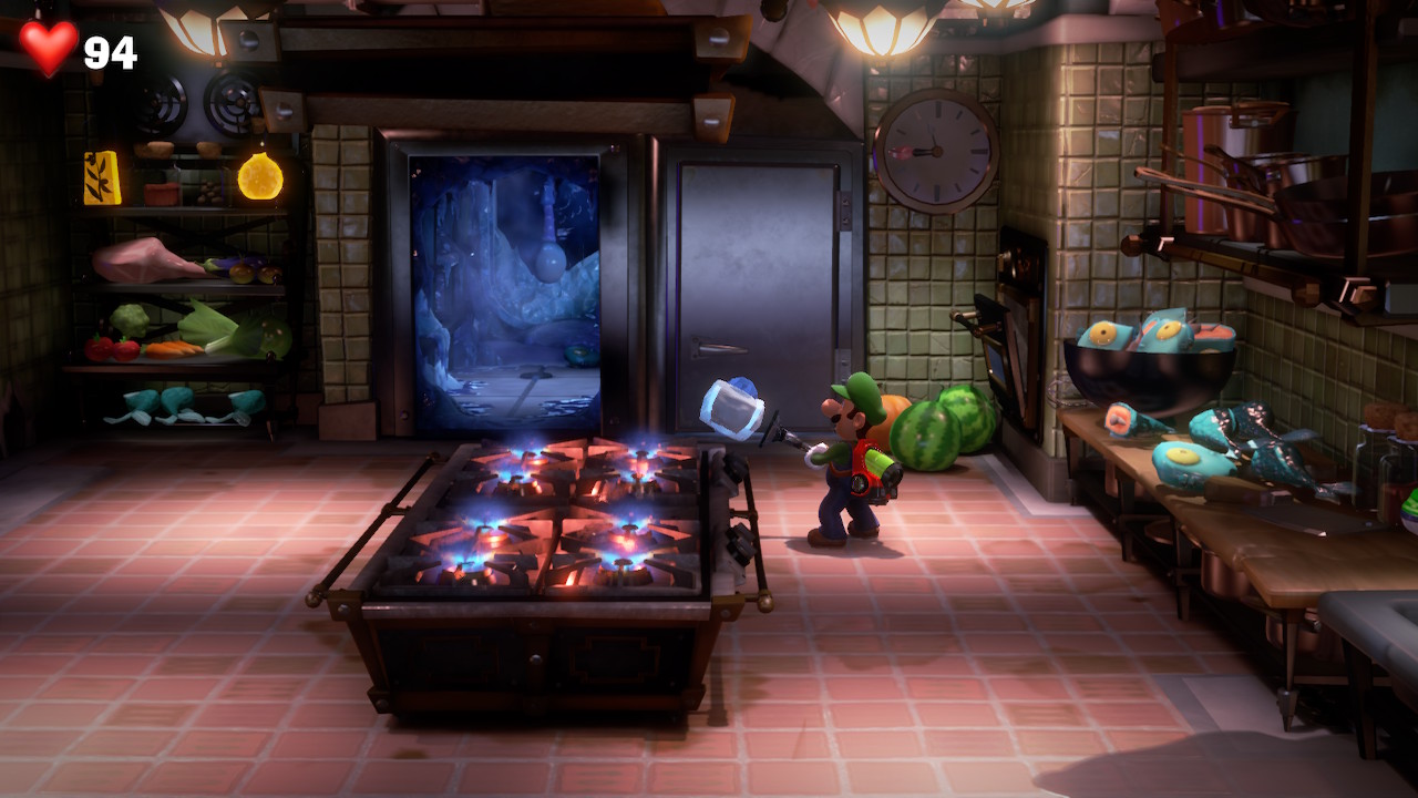 Luigi finds the blue gem in the Mezzanine
