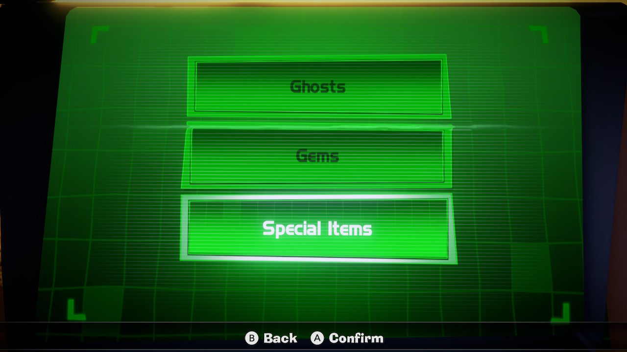 The Special Items menu in Luigi's Mansion 3