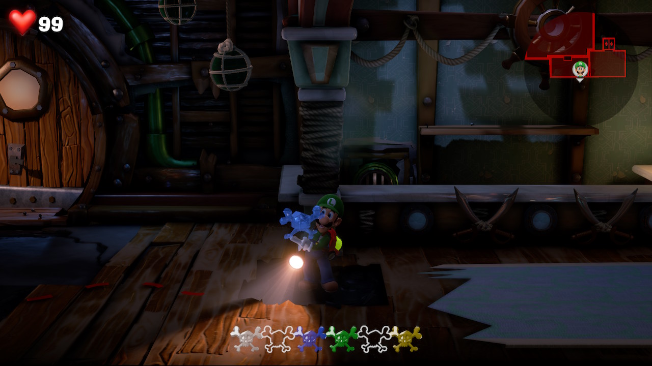 Luigi finds the blue gem in the Spectral Catch