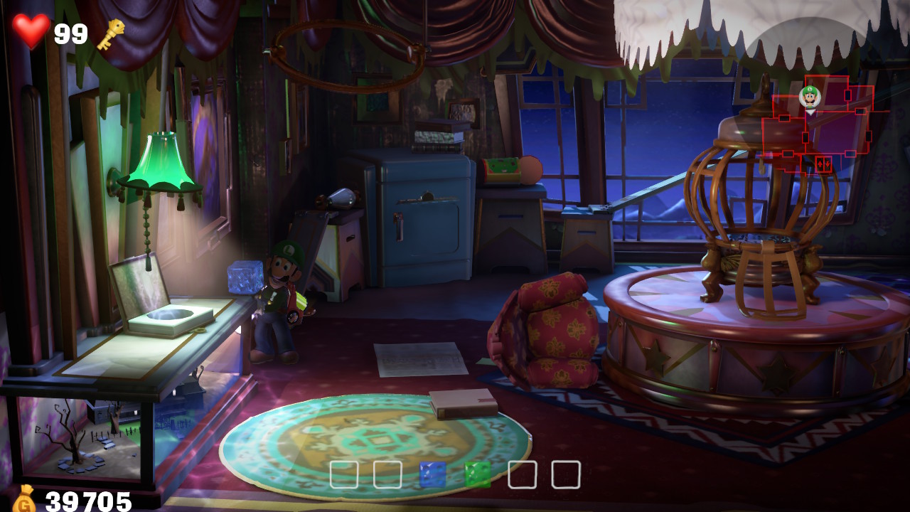 Luigi finds the blue gem in Twisted Suites