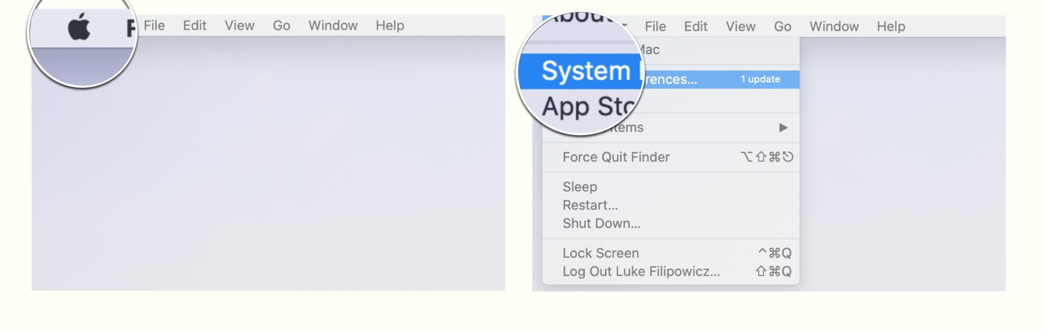 Click the Apple icon in the top-left corner of your screen and then click system preferences