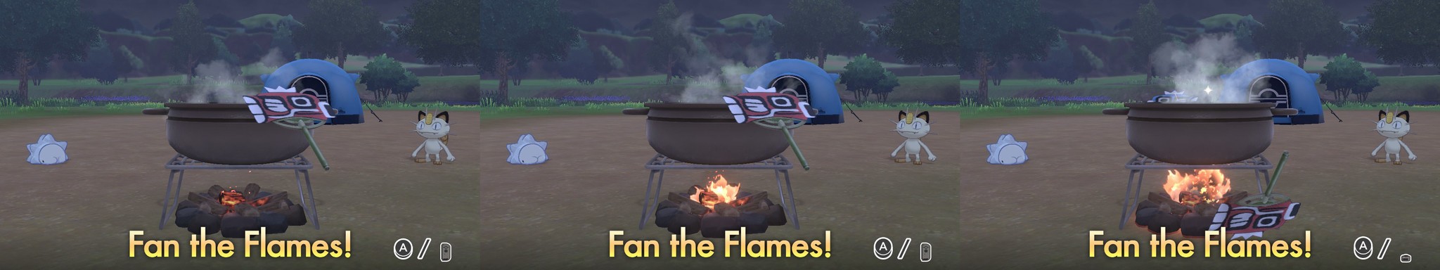 Pokemon Sword and Shield cooking fanning the flame