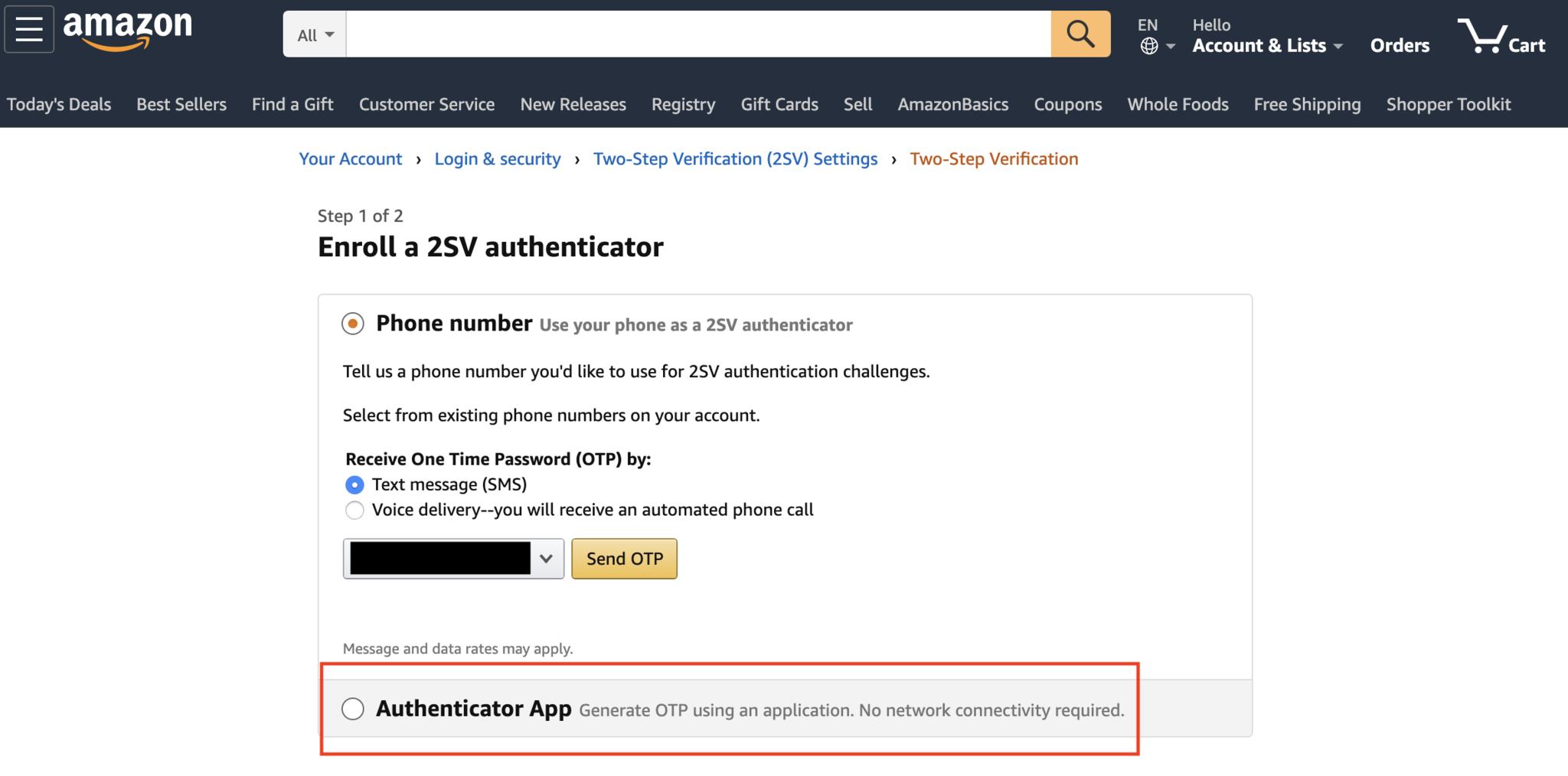 Amazon two step verification authenticator app 1