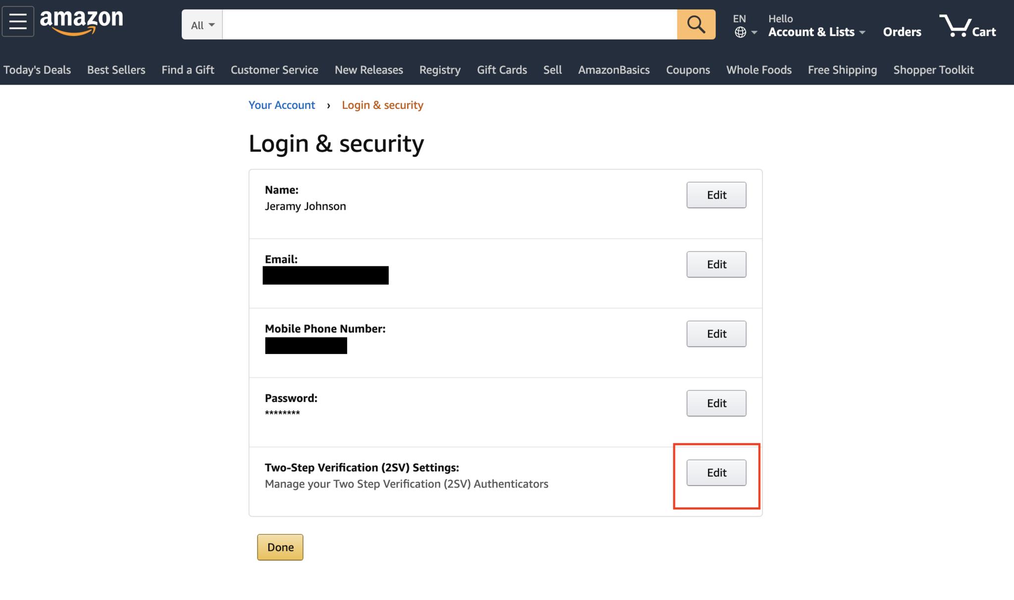 Amazon two-step verification page 1