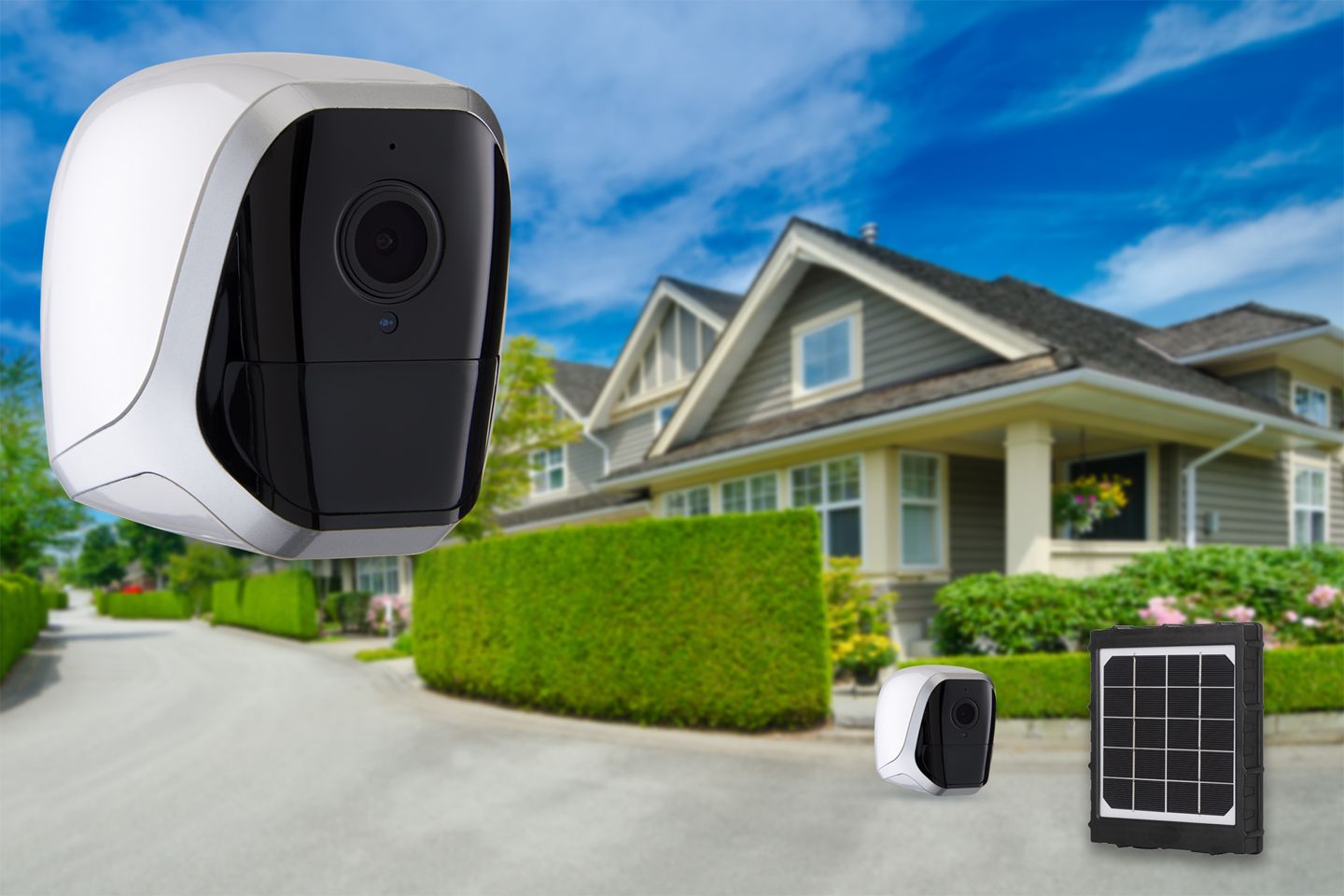 Array by Hampton Outdoor camera in front of a household outdoors