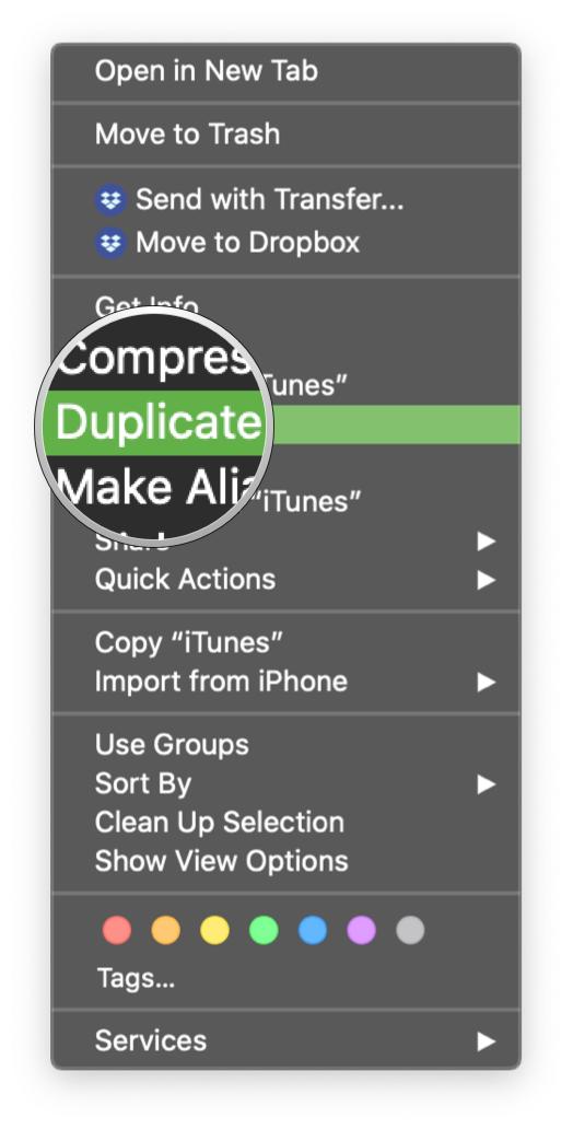 Duplicate your Music library by showing steps: Select Duplicate from the right click menu