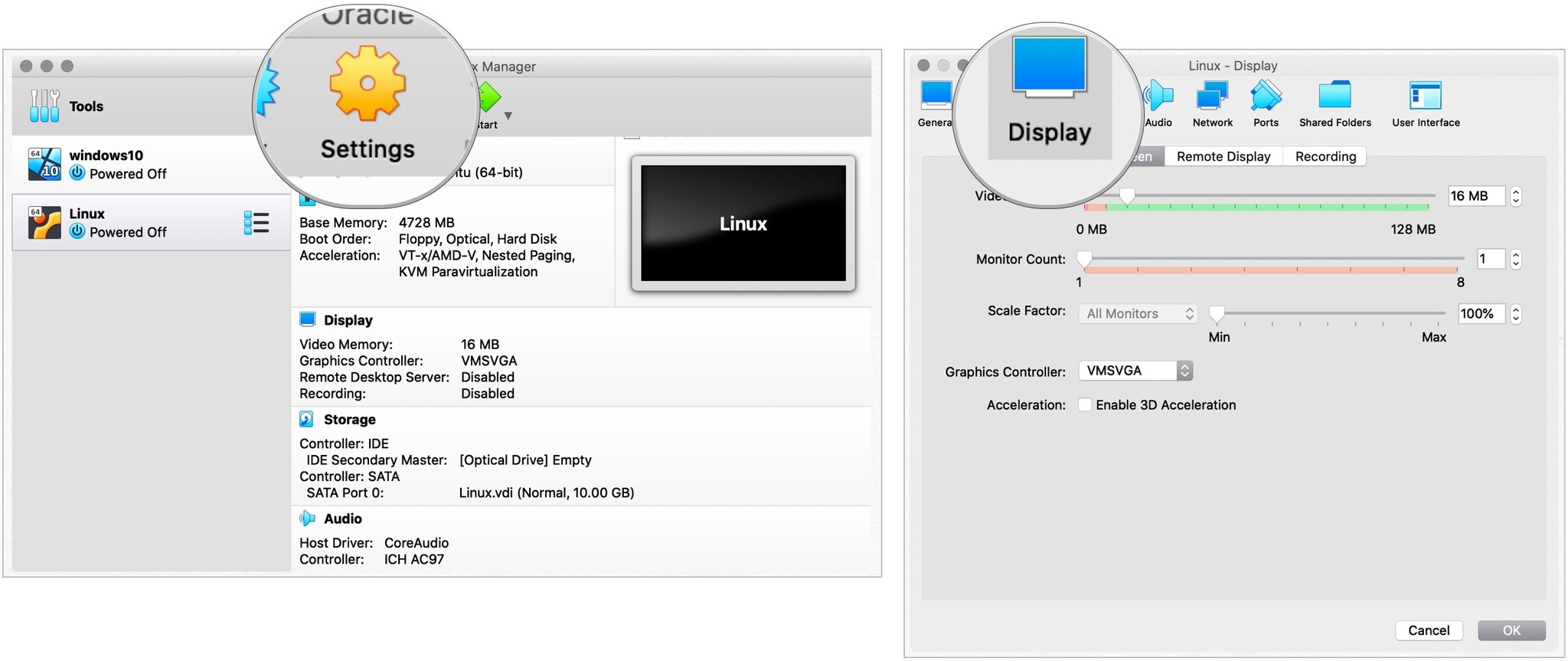 Linux display settings