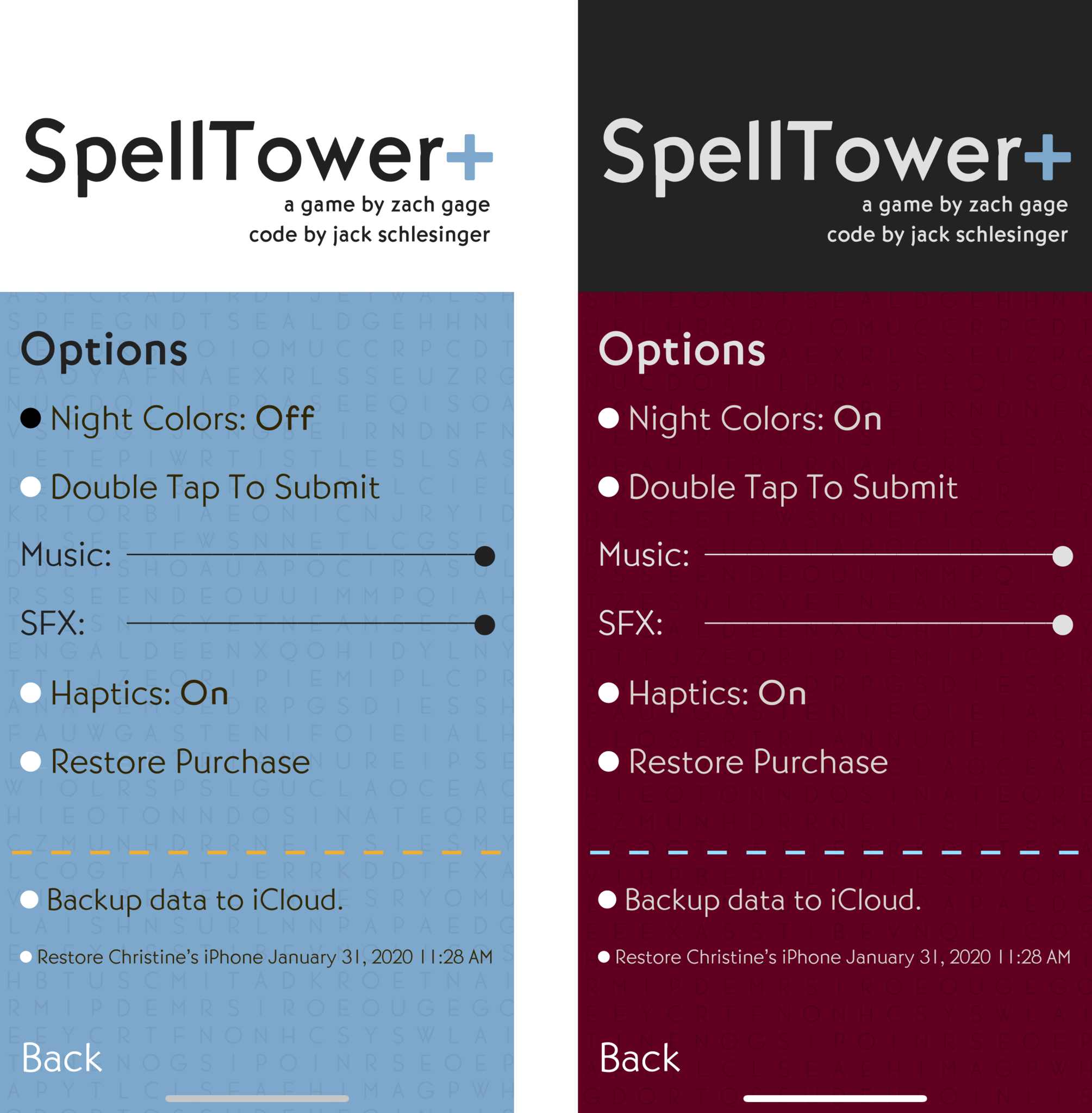 SpellTower+ options