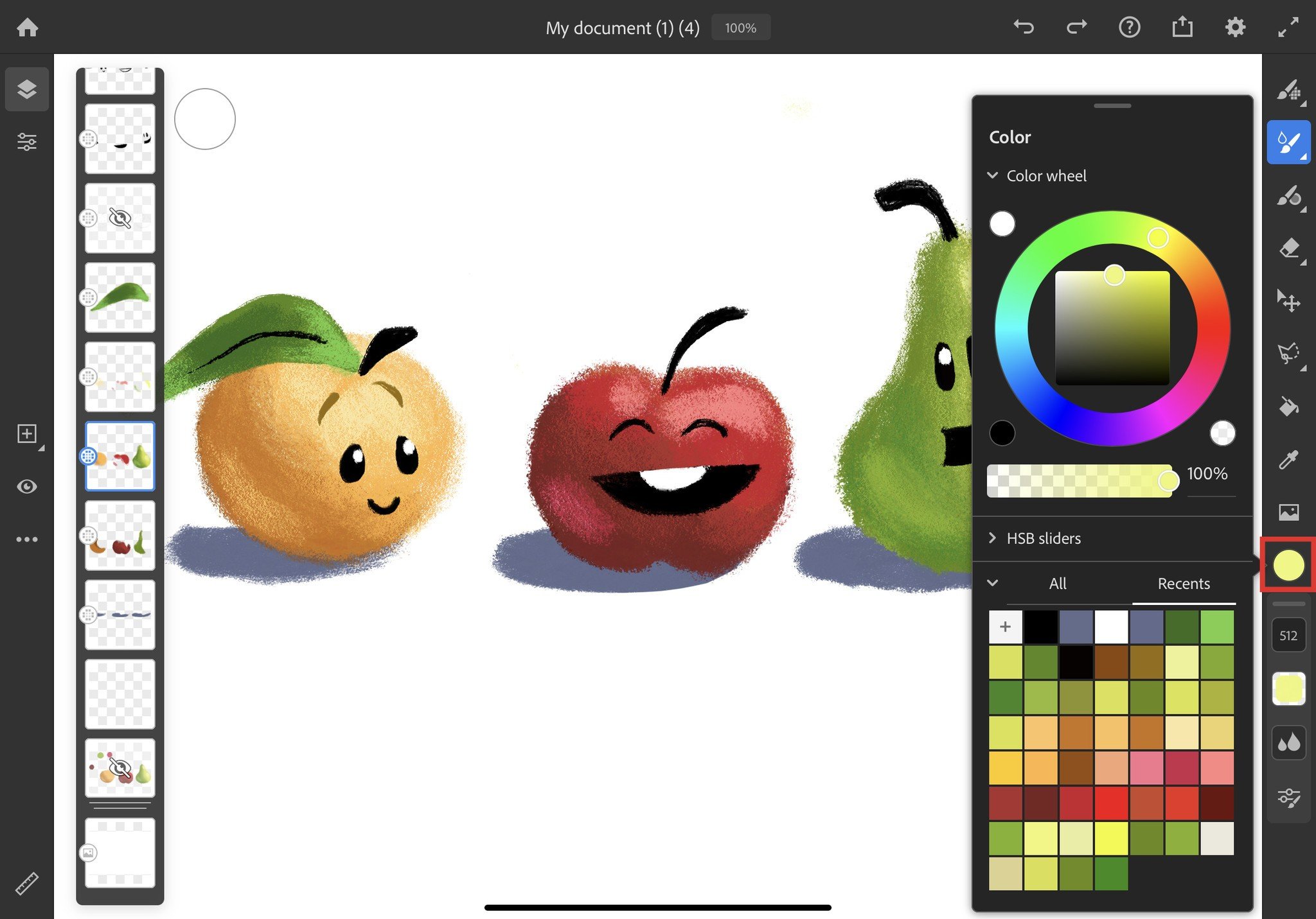 Adobe Fresco Basic Tools Colors