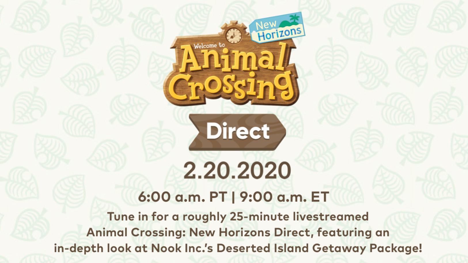 Animal Crossing Direct February 20