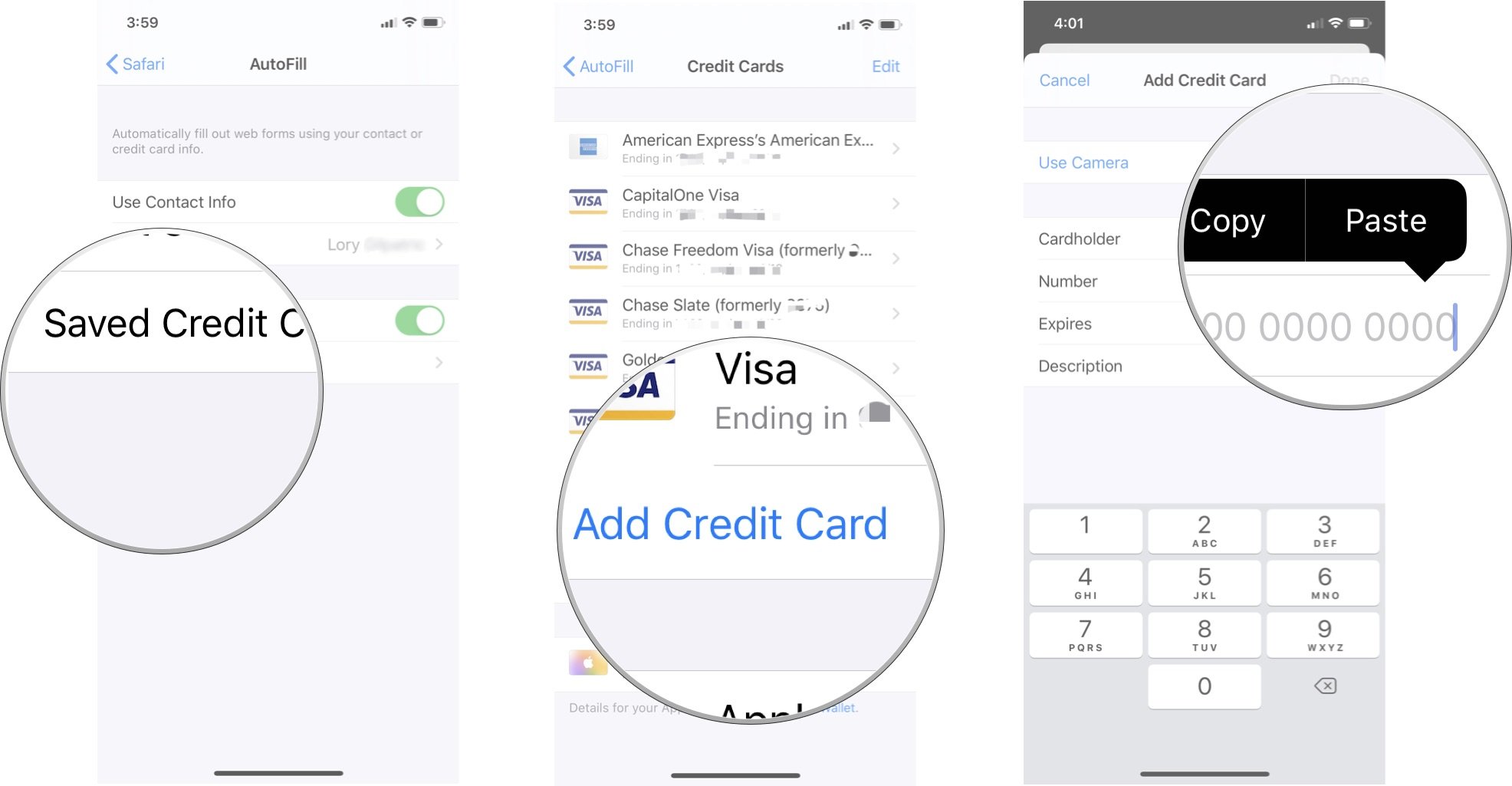 Добавление Apple Card в автозаполнение Safari