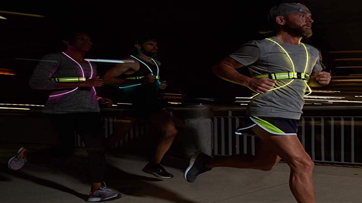 RODH Running Jogging Led Safety Lights Night Walking Running Gear Wearable Super Bright USB Rechargeable Battery with Adjustable Strap 1 Pack