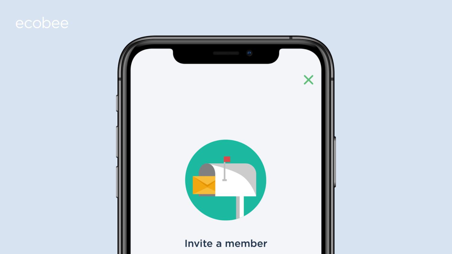 ecobee Family Accounts invitation feature displayed on an iPhone