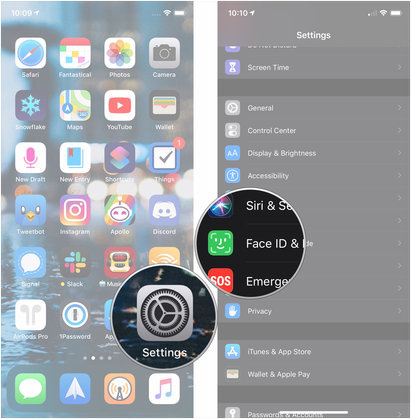 How to turn off access to Notification Center, Control Center, and more on the Lock screen: Open Settings, tap Face ID & Passcode