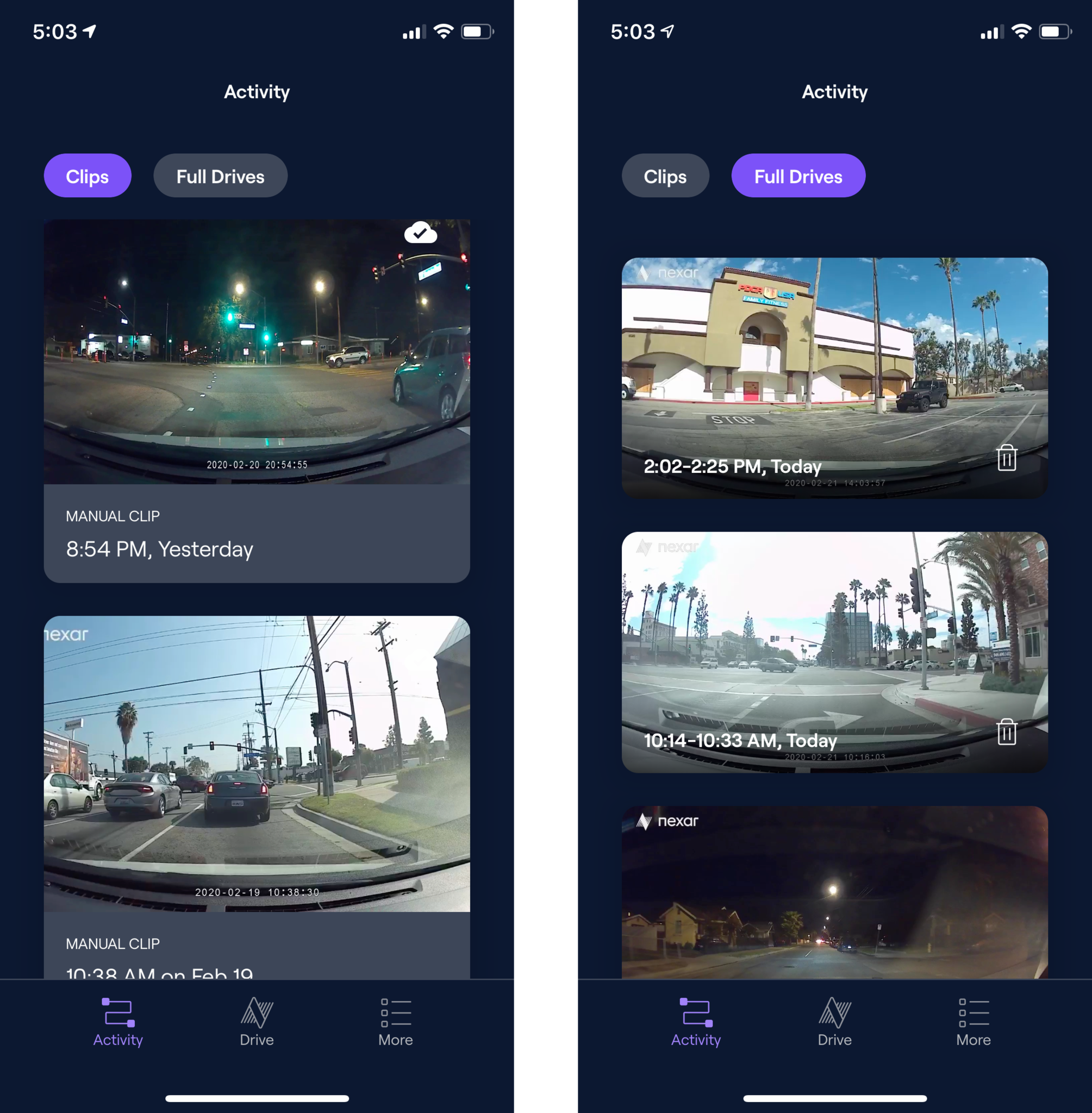 Nexar App Clips Full Drives