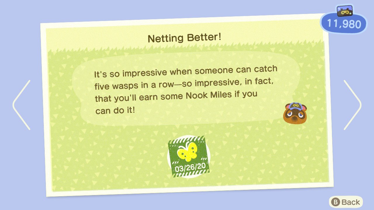 Animal Crossing New Horizons Bug Catching Nook Miles