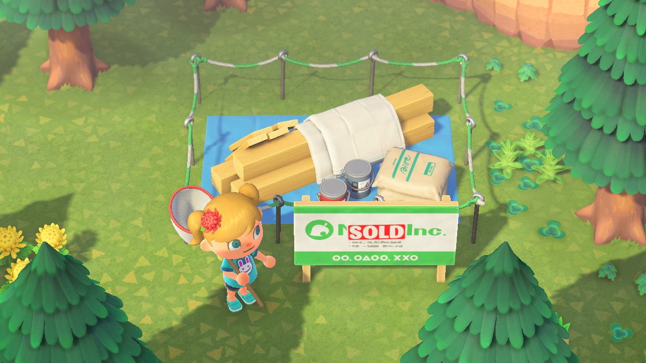 Animal Crossing New Horizons player standing in front of construction site