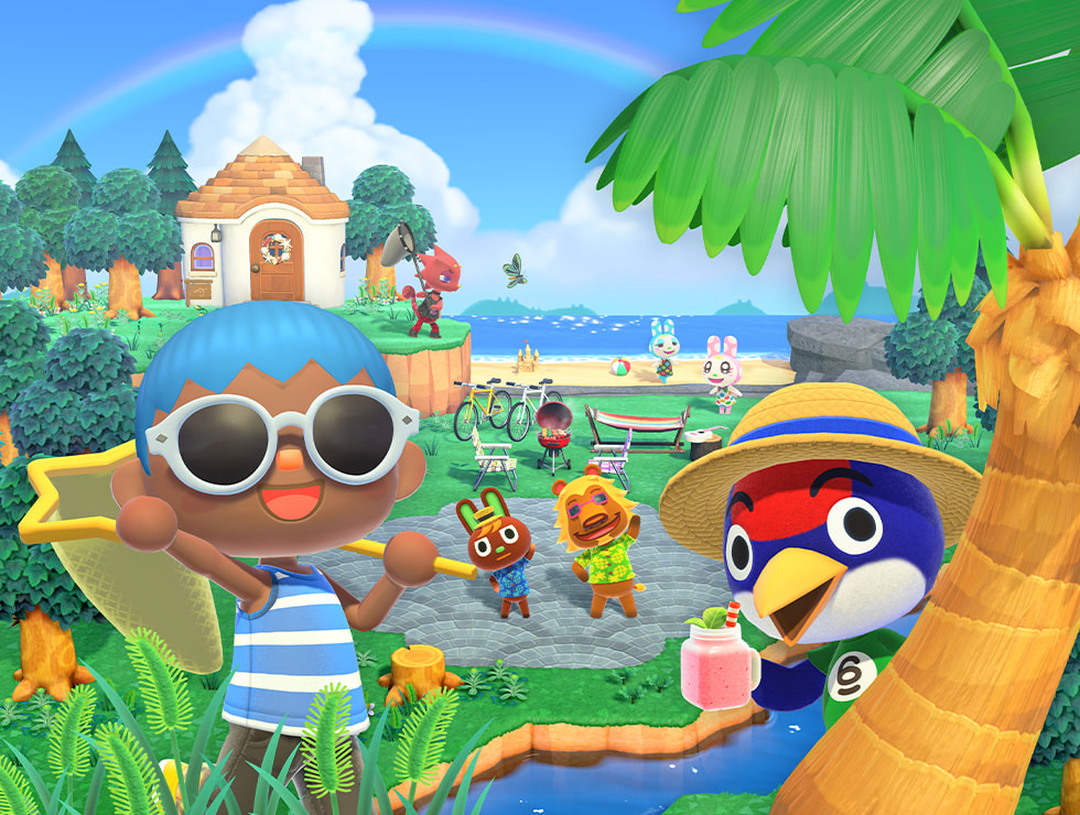 Animal Crossing New Horizons Villagers villager and a player standing in front of their island