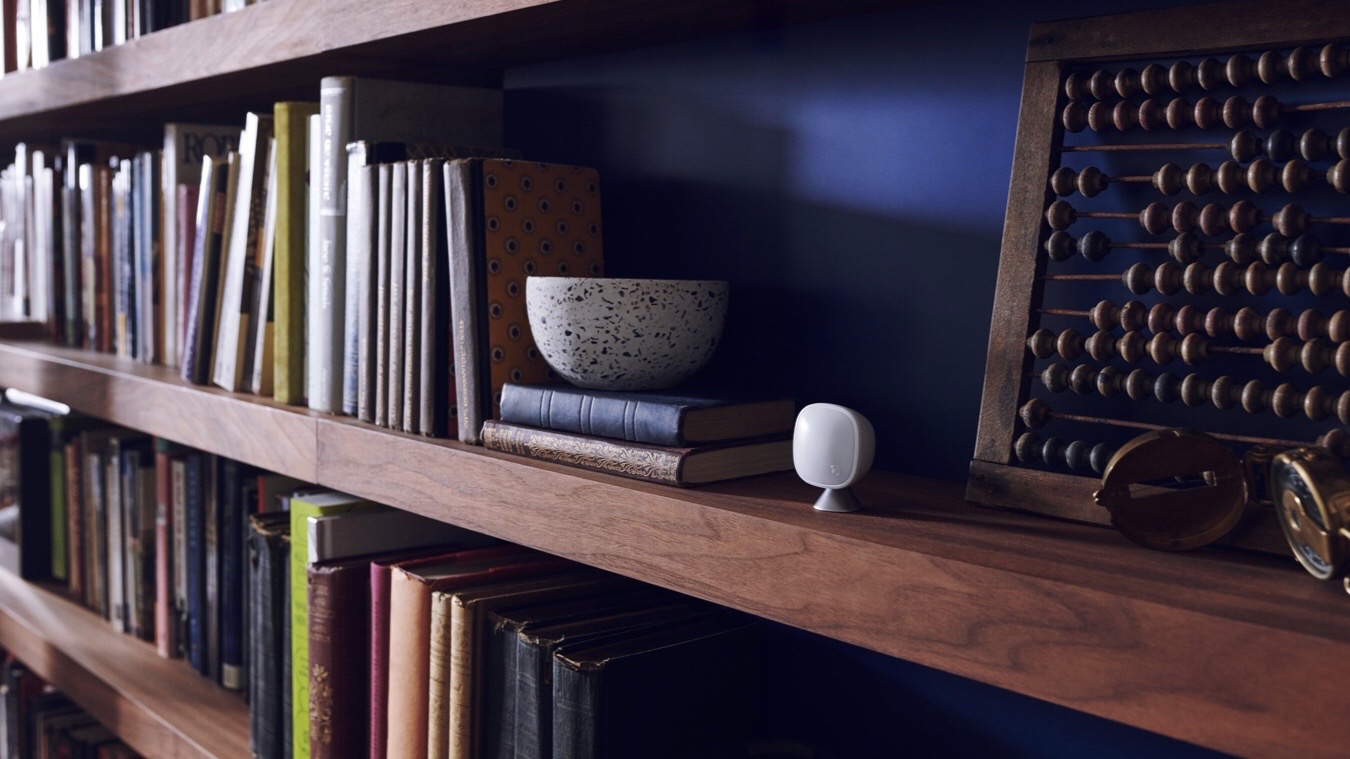 Ecobee Room Sensor on a book shelf