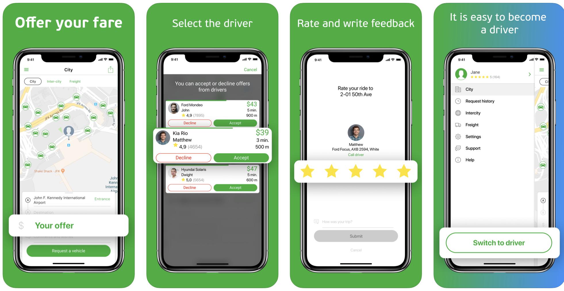 Indriver Offer Your Fare App Screenshots