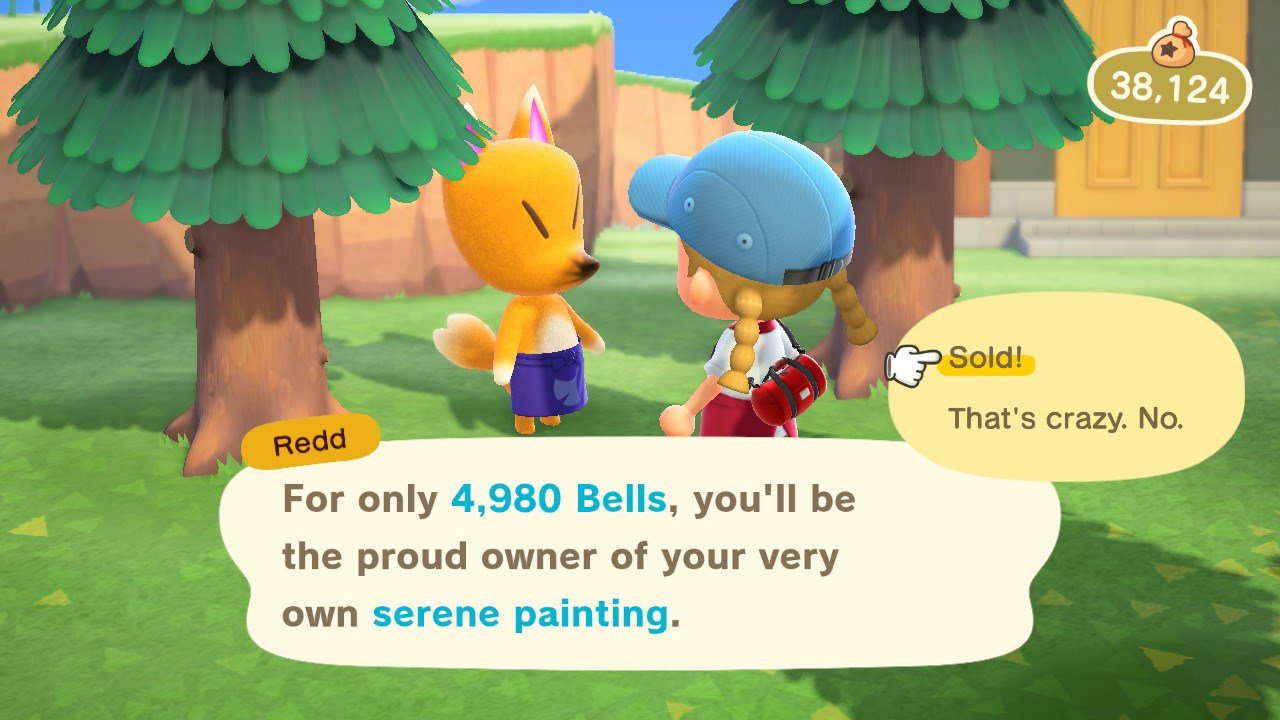Animal Crossing: New Horizons Player talking with Redd