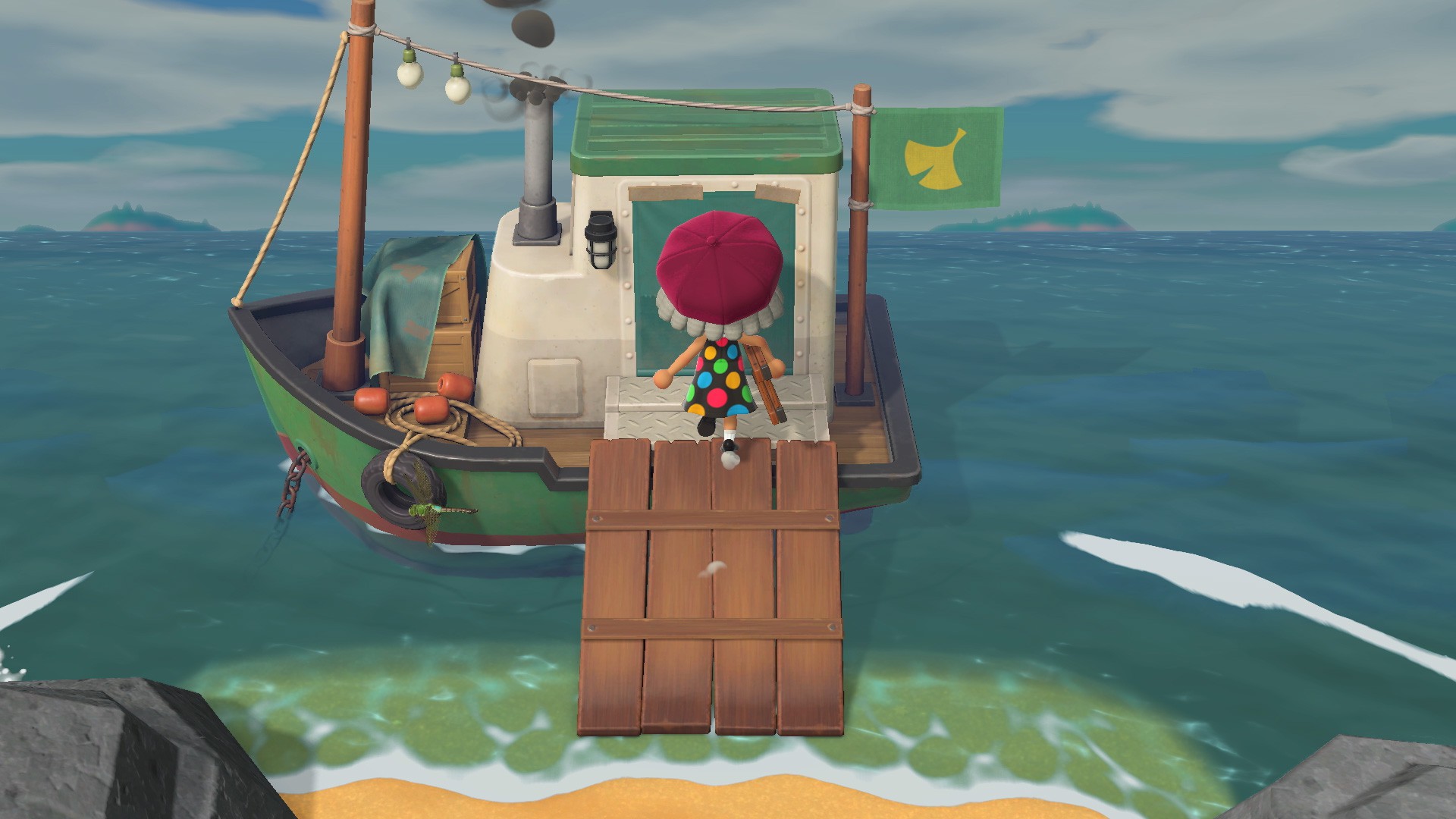 Player entering Redd's boat