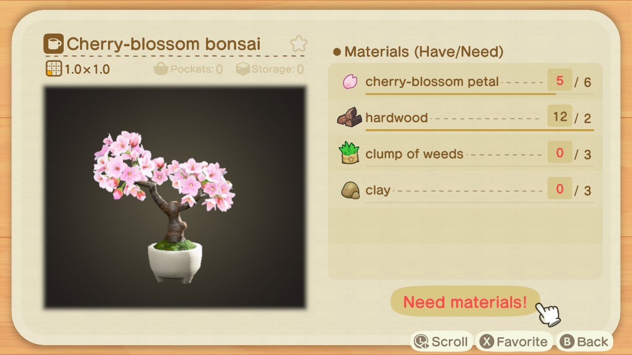 Animal Crossing New Horizons Cherry Blossom Bonsai