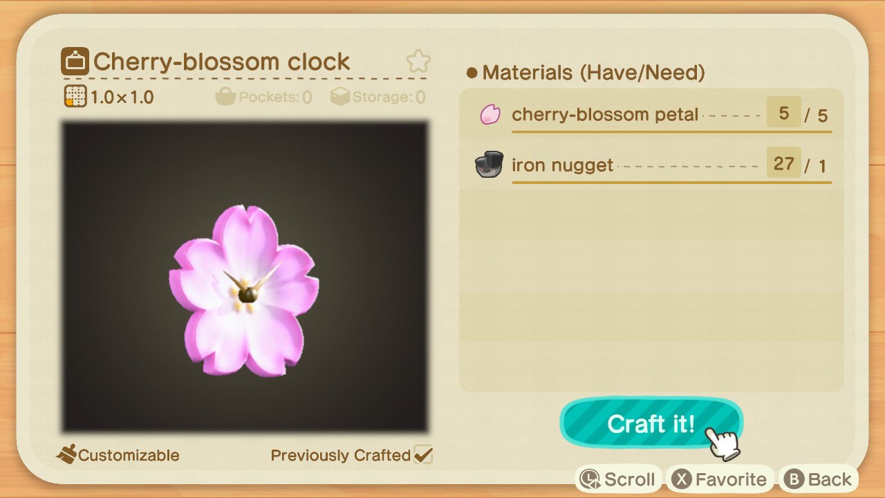 Animal Crossing New Horizons Cherry Blossom Clock