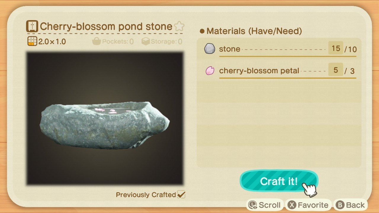 Animal Crossing New Horizons Cherry Blossom Pond Stone