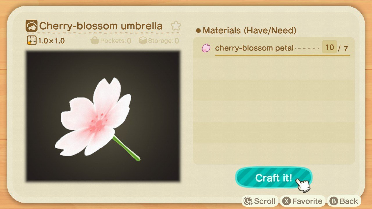 Animal Crossing New Horizons Cherry Blossom Umbrella