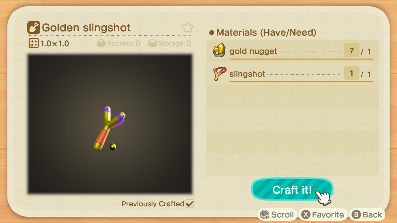 Animal Crossing New Horizons Golden Slingshot