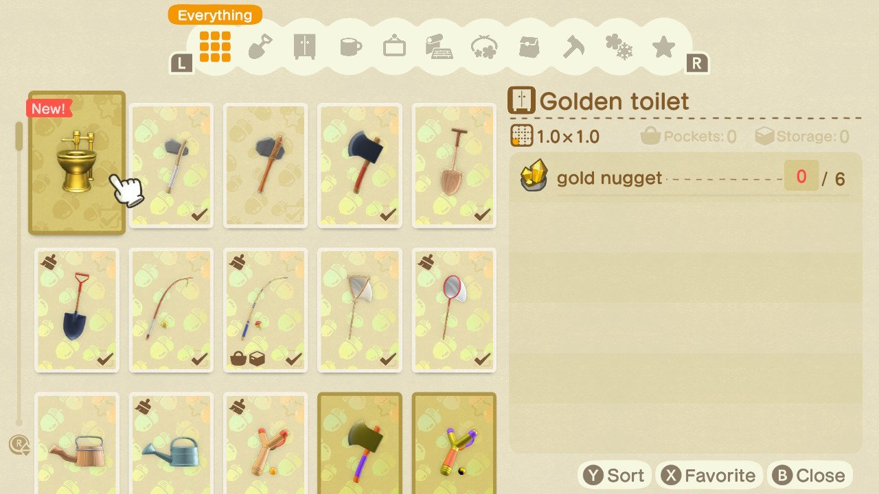 Animal Crossing New Horizons Golden Toilet