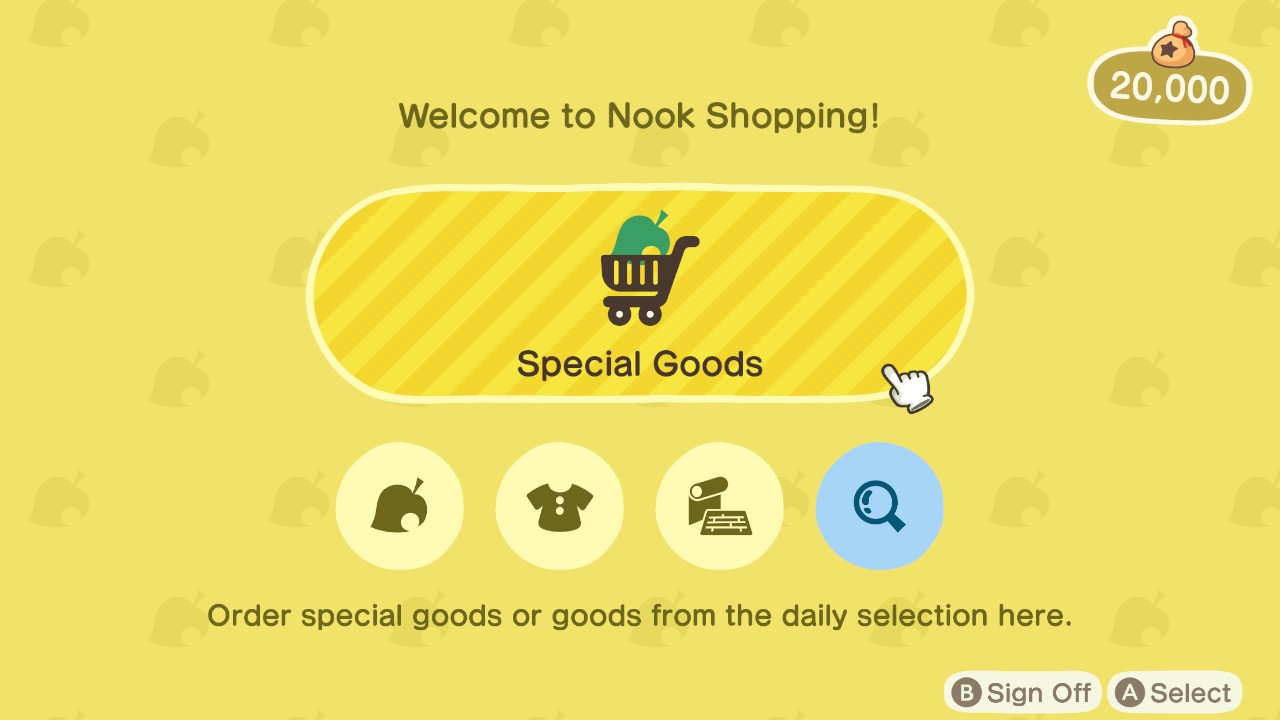 Animal Crossing: New Horizons Nook Shopping