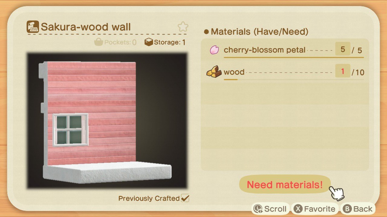 Animal Crossing New Horizons Sakura Wood Wall