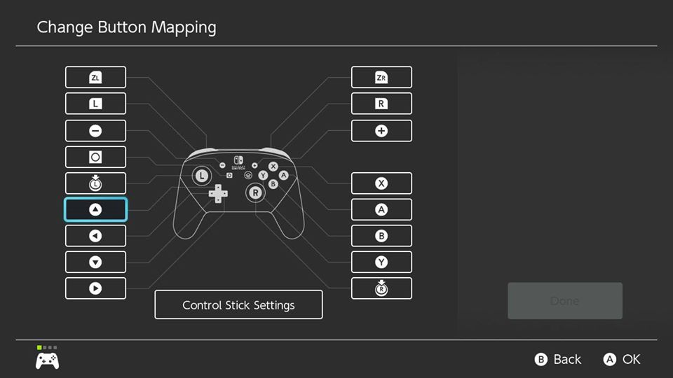 How to remap Switch controller buttons step six: scroll to the control you want to change