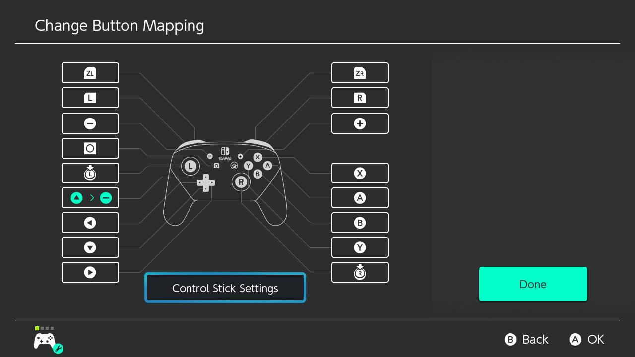 How to remap Switch controller buttons step nine: select Control Stick Settings to change the joysticks