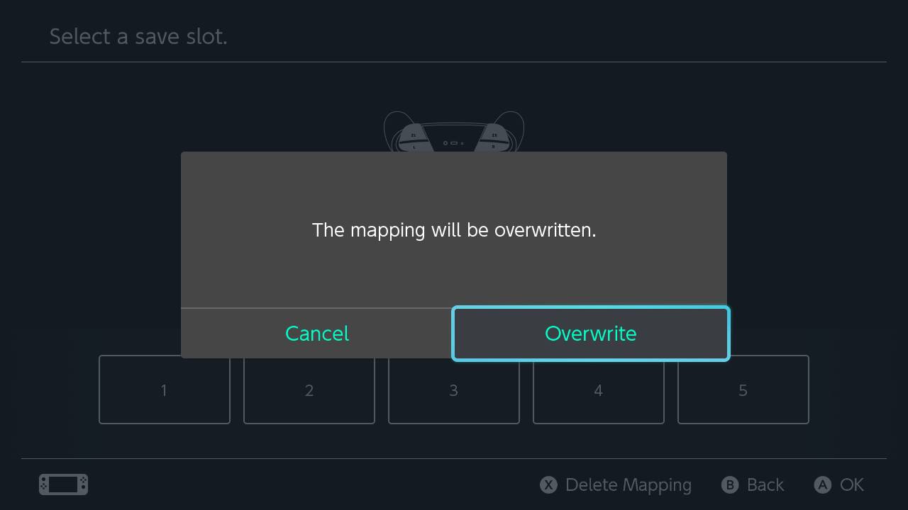 How to save custom mapping step seven: Select Overwrite