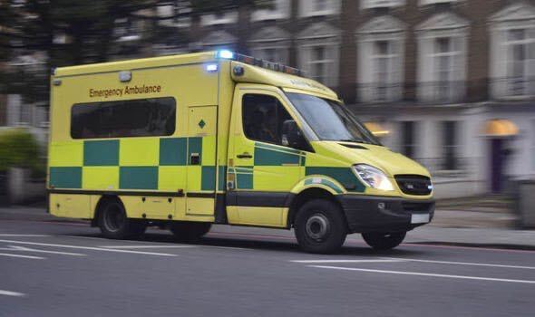 UK NHS Ambulance In Motion