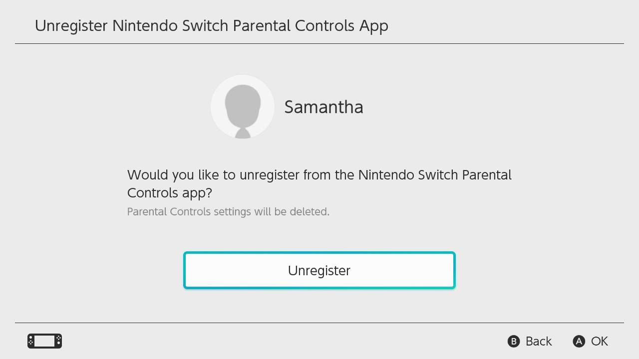 Unregister Parental Controls App