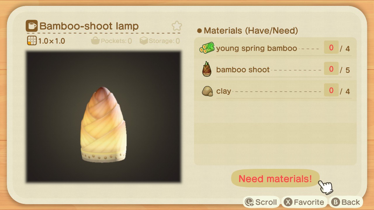 Acnh Bamboo Recipes Bamboo-Shoot Lamp