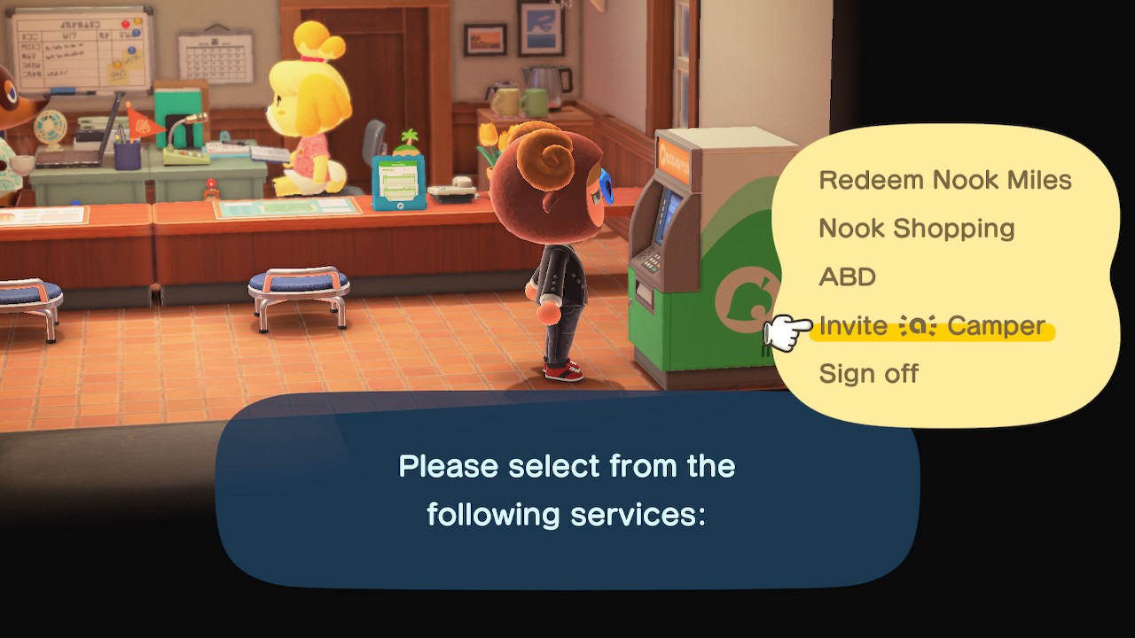 Acnh How To Scan Amiibo: Select Invite a Camper at the kiosk